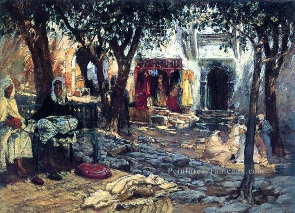 Moments oisifs An Arabe Courtyard Arabe Frederick Arthur Bridgman Peintures à l'huile